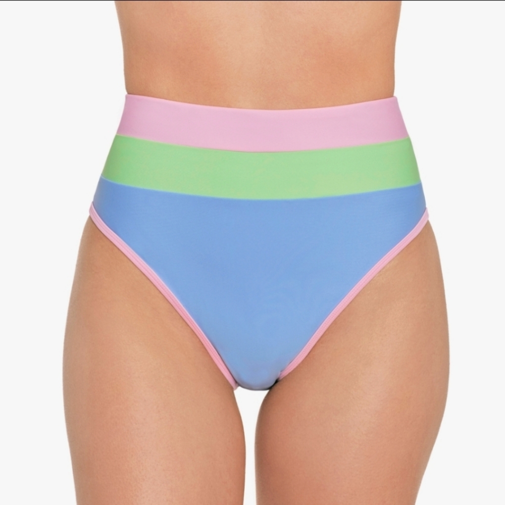 Salt + Cove Juniors' Colorblocked High Waist Bikini Bottoms Size L - Picture 1 of 9
